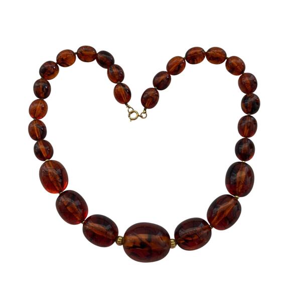 Stunning Vintage Art Deco Faux Baltic Amber Graduate Beaded Necklace - Picture 2 of 4